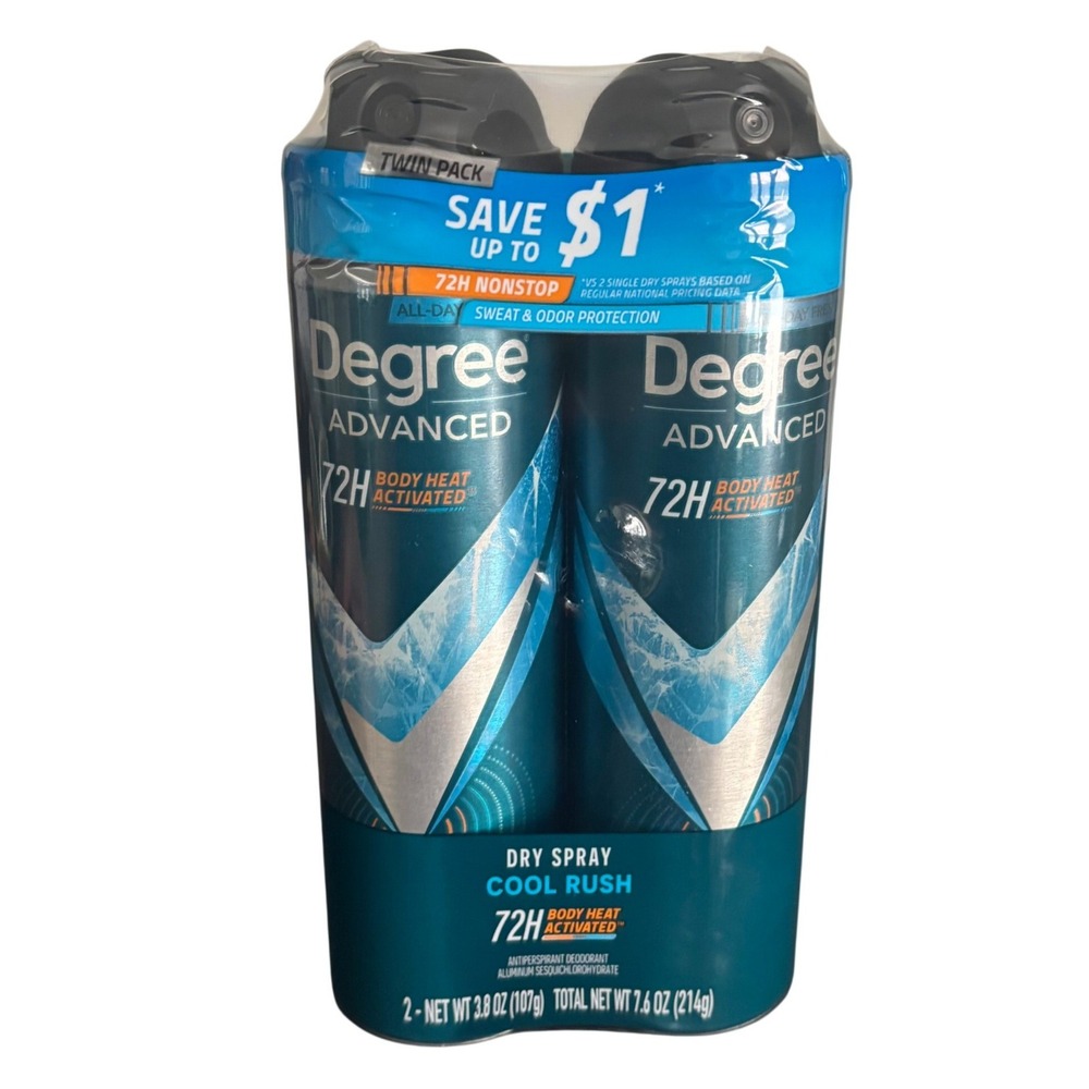Degree Advanced Cool Rush 72H Dry Spray‎ Antiperspirant Twin Pack 2 x 3.8oz